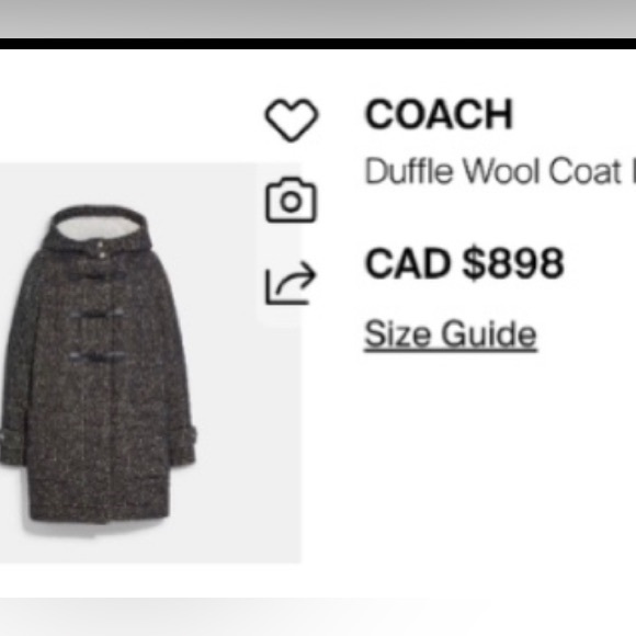 Coach Charcoal Hooded Toggle Wool Coat L - Picture 15 of 15